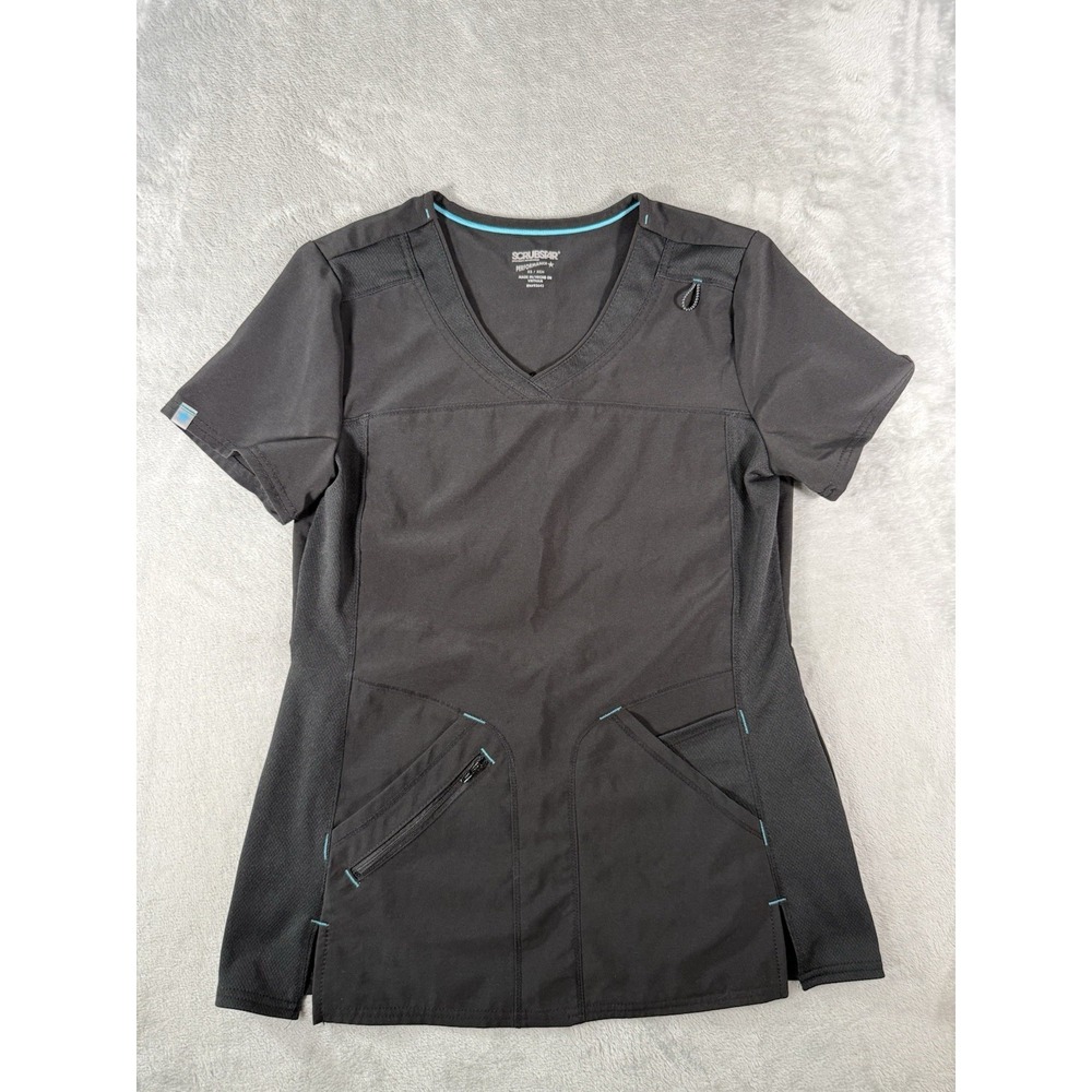Scrubstar Scrub Top Women's XS Black Performance Healthcare Workwear